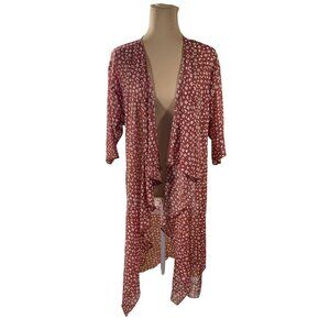 LuLaRoe Kimono Waterfall Front Cardigan Rust Brown Open Size M Medium